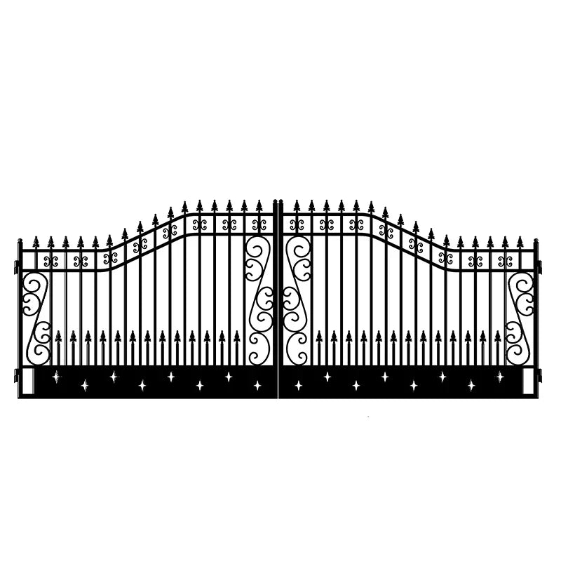 Greatbear Dual Swing Wrought Iron Gate with Curved Pattern